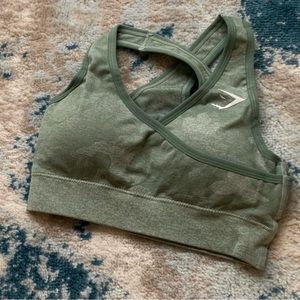Gymshark camo sage green mid support sports bra.